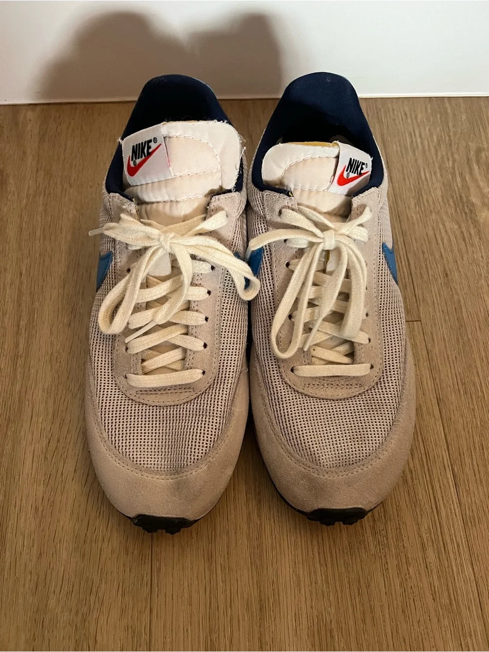 Nike Women’s Cream and Blue Retro Runner Sneakers